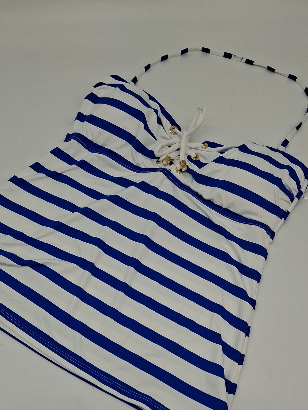 Lauren Ralph Lauren Port Stripe Lace-Up Tankini Top White Blue 10